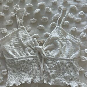 Billabong White Textured Crop Top